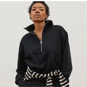 Everlane Track Black Half-Zip Pullover